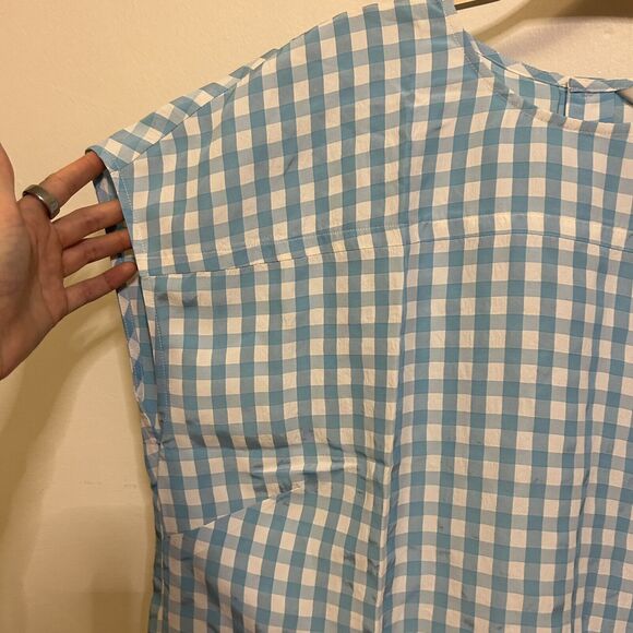 J. Peterman Women's 1950s Blouse Blue White Gingham‎ Size 18 NWOT - Picture 2 of 7